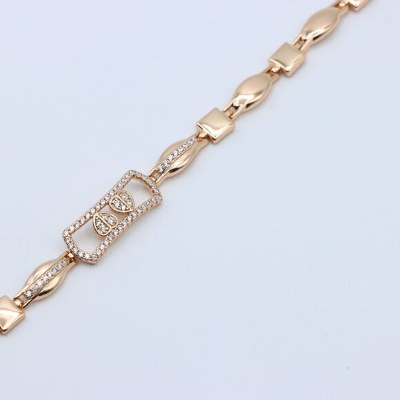 "Elegant Rose Gold Bracelet with Double Drop Stone Accent, XPBL0919 - Picture 4 of 12